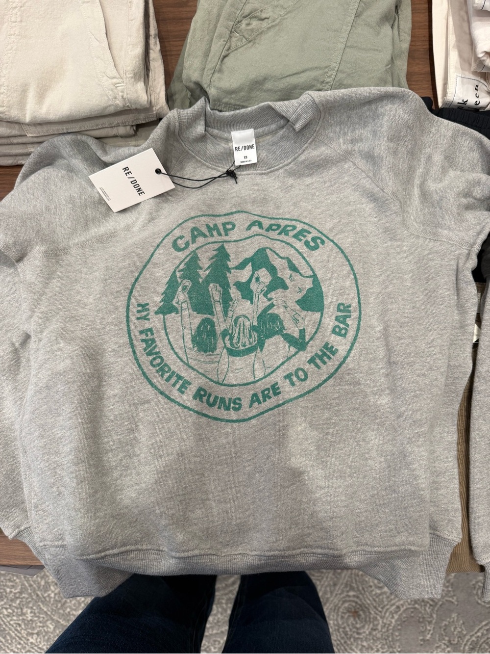 RE/DONE Gray 'Camp Après' Graphic Sweatshirt - Green Print